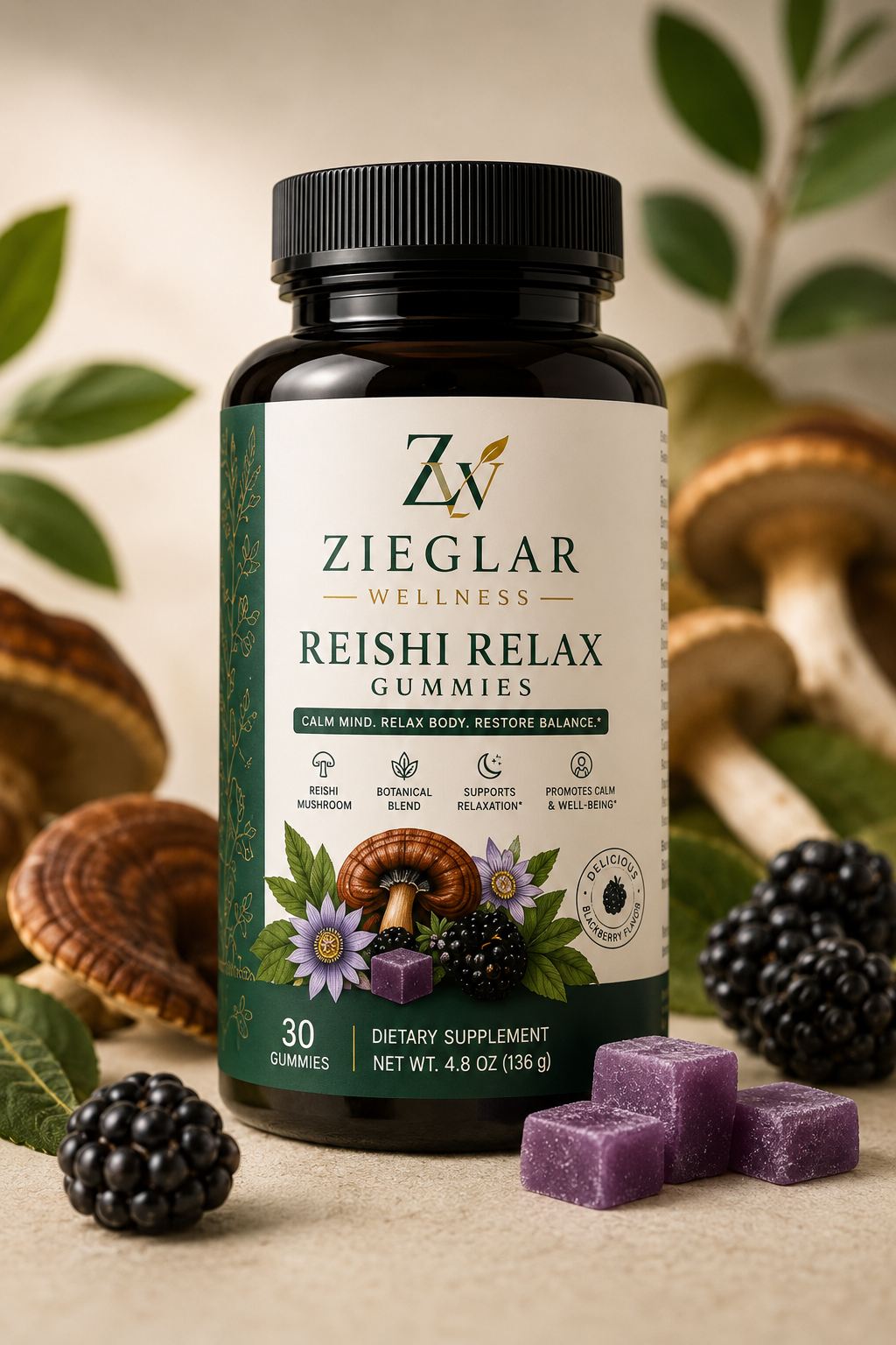 Reishi Relax Gummies — Calm & Stress Relief